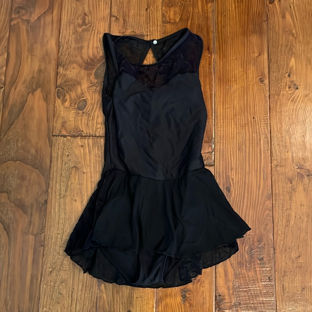 Girls Black Dance Dress with Sheer Yoke - Brand Not Visible